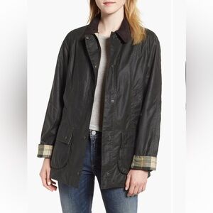 NWT Barbour Beadnell Waxed Cotton Jacket Olive US4/UK8
